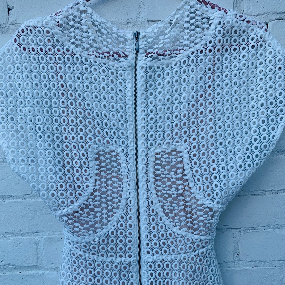 Keepsake The Label White Asymmetrical Eyelet Dress - Picture 8 of 16